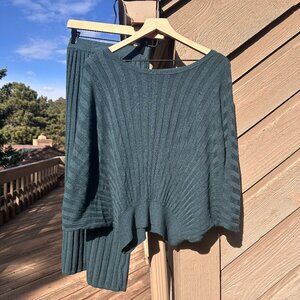 Prologue Teal Ribbed Knit Skirt Set